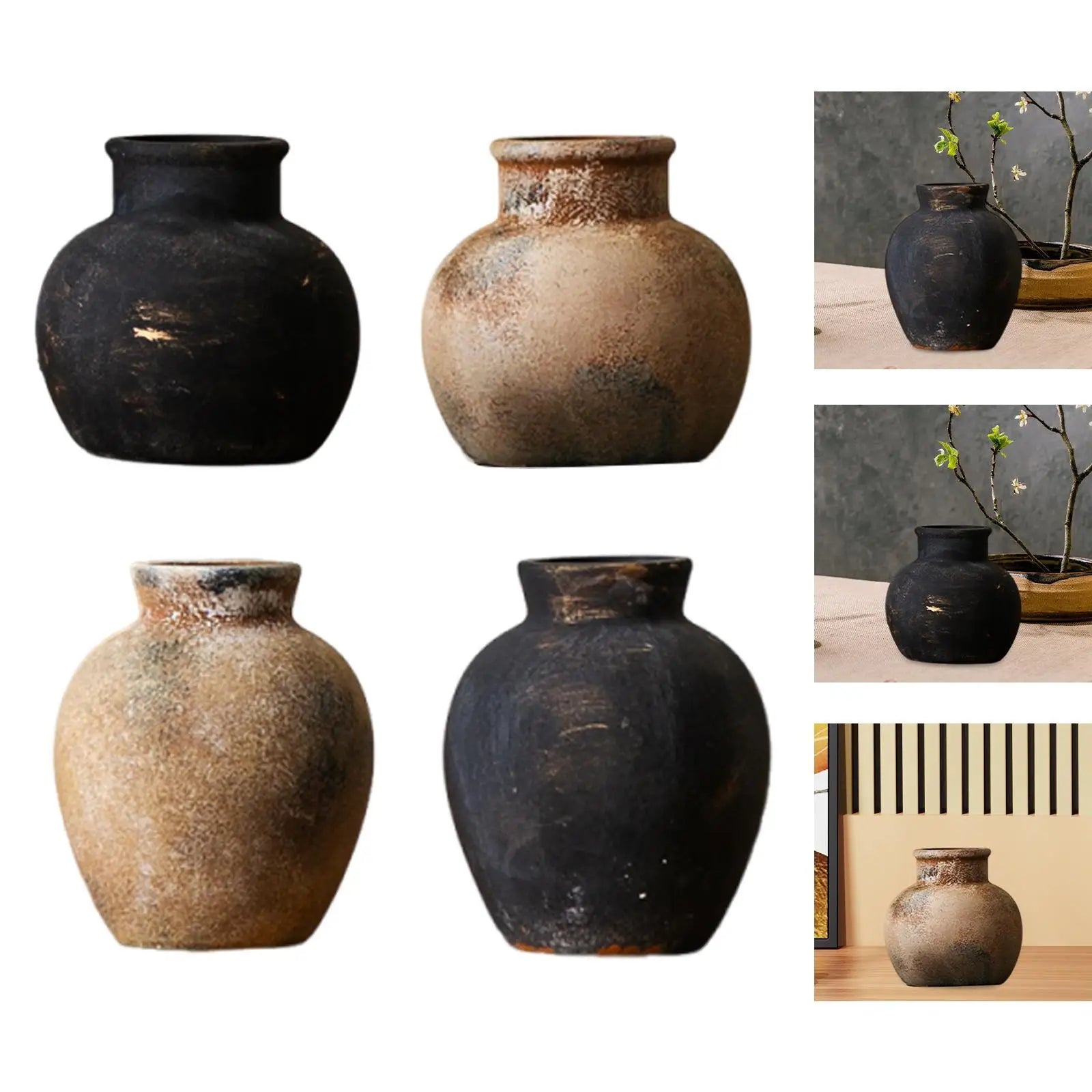 Rustic Terracotta Ceramic Vase Bud Vase product detail view 3