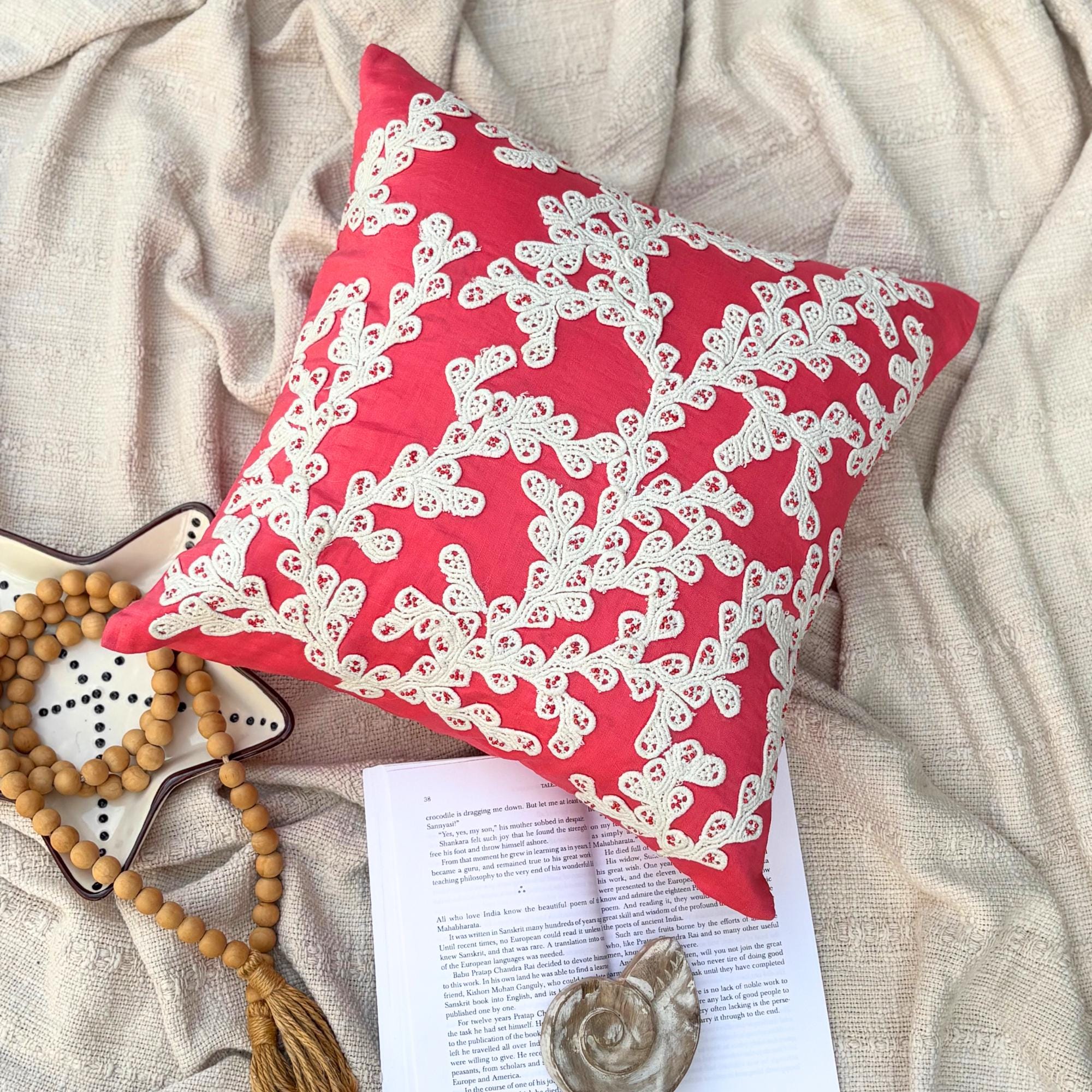 Coral Branch throw pillow cover, product view 2