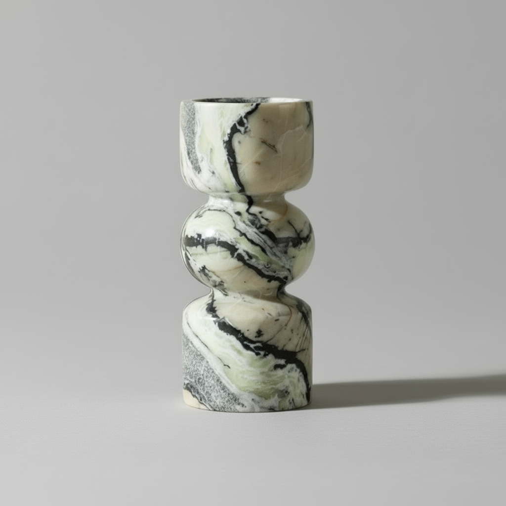 Natural Veined Marble Pillar Candle Holder product view