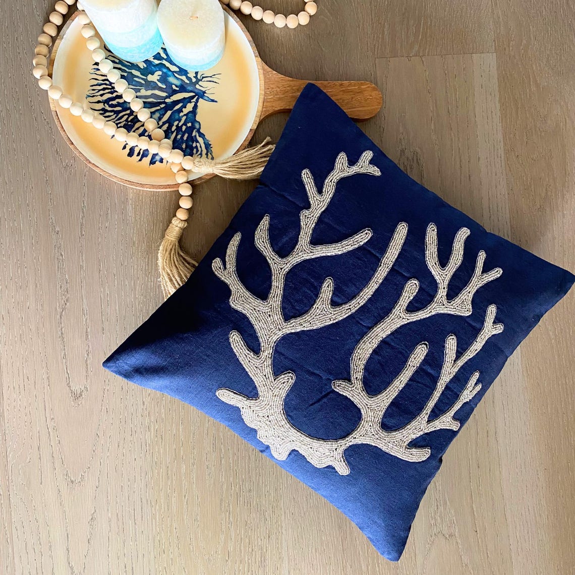 Seaweed Shore throw pillow cover, product view 4