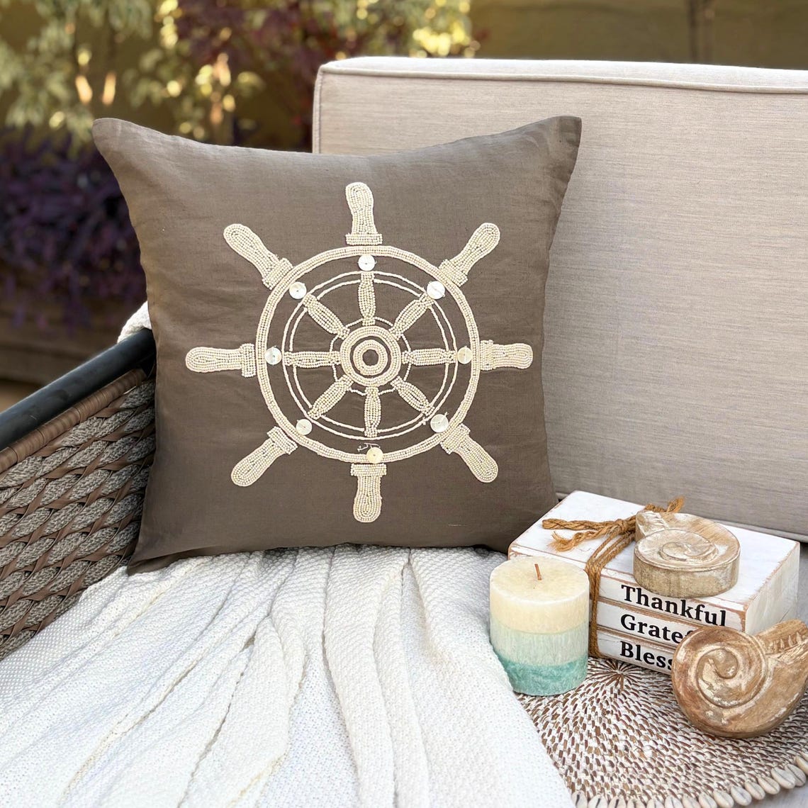 Sailboat and Helm throw pillow cover, product view 6