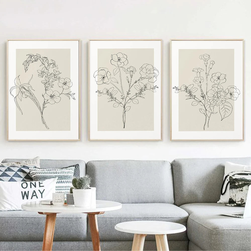 Floral Sketch Wall Art Print product detail view 4