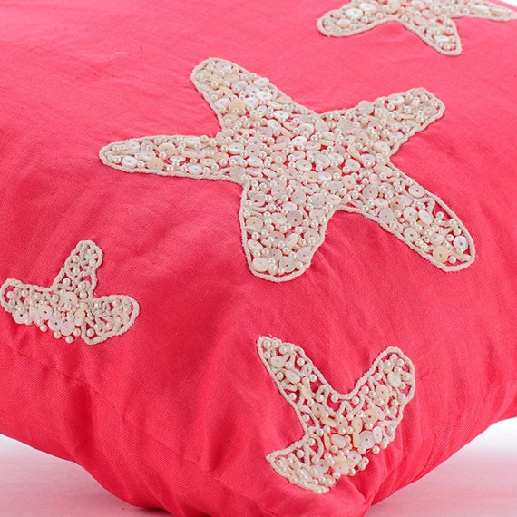 Coral and Starfish throw pillow cover, product view 9