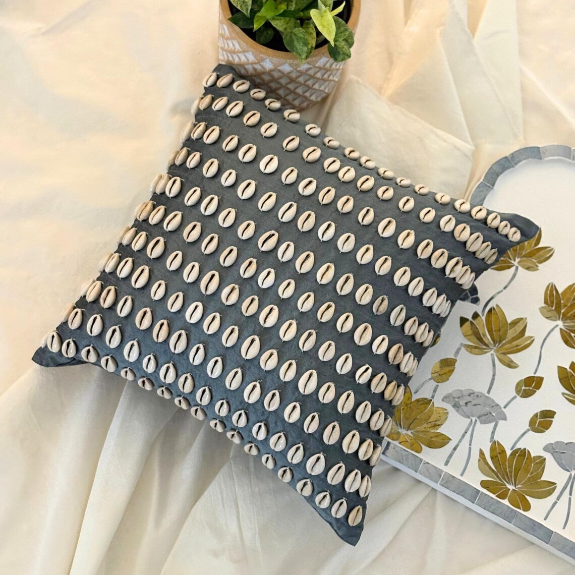Decorative Shell throw pillow cover, product view 3