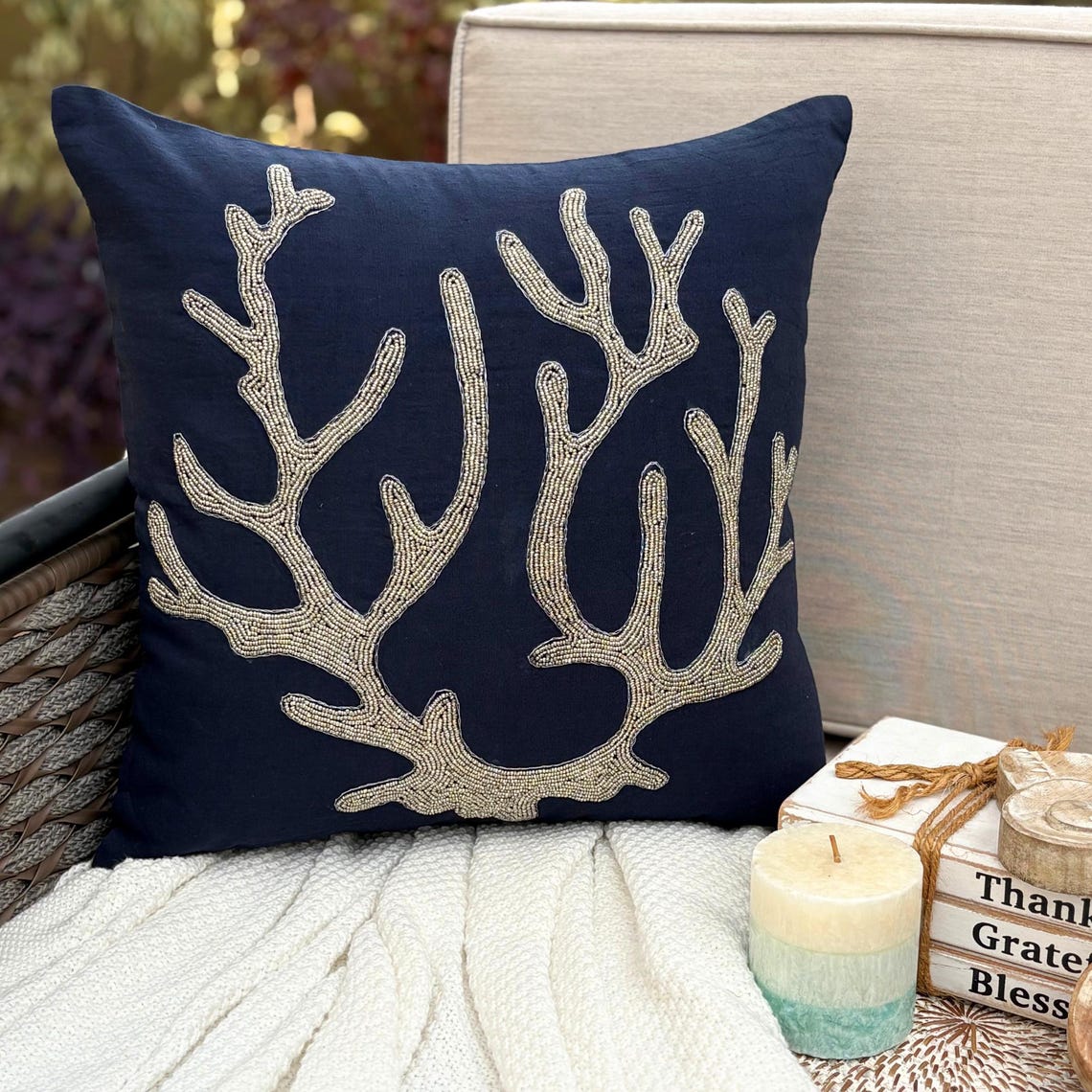 Seaweed Shore throw pillow cover, product view 3
