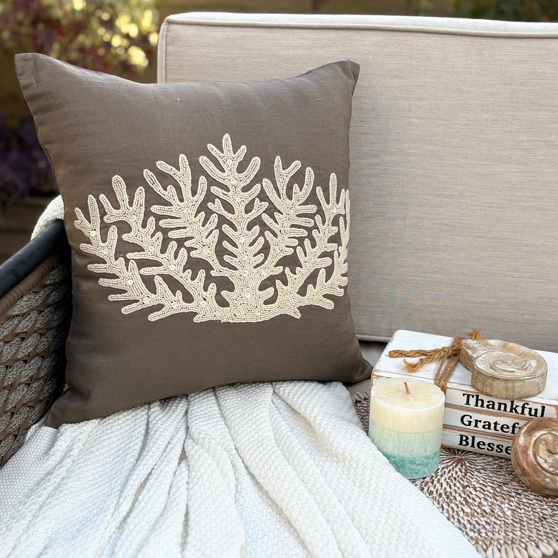 Coral Cluster throw pillow cover, product view 3