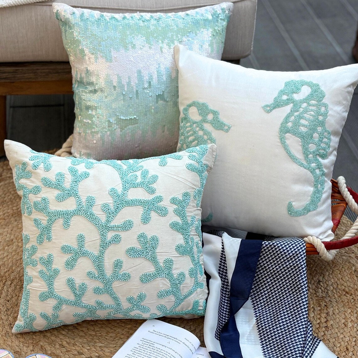 Coastal Seaweed throw pillow cover, product view 4