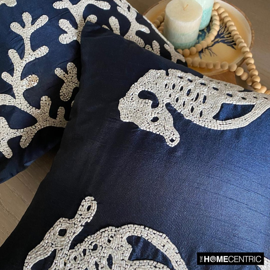 Coastal Seahorse throw pillow cover, product view 6
