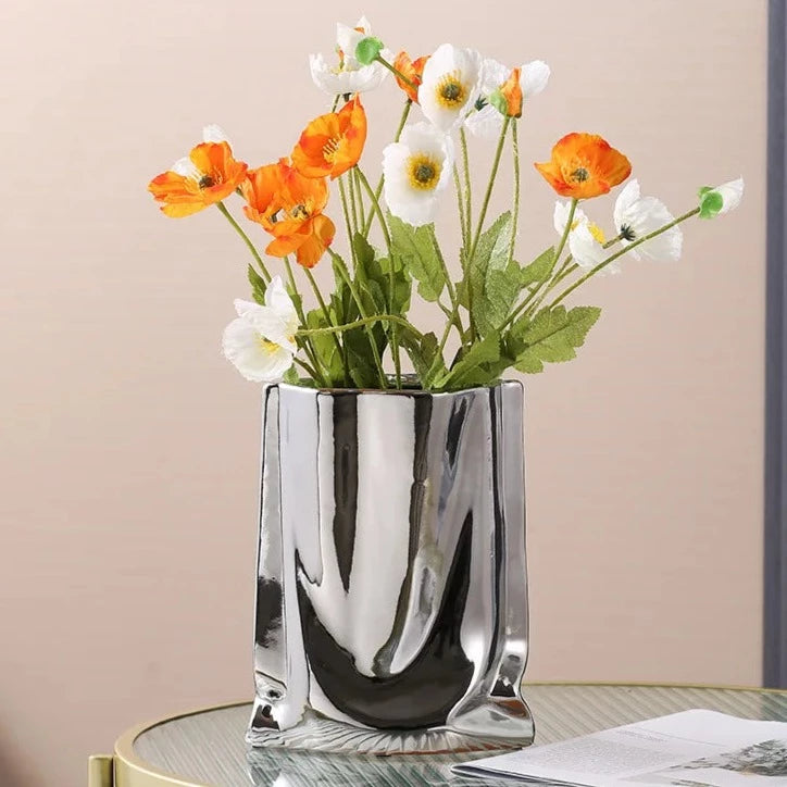 Ruffled Ceramic Porcelain Flower Vase product detail view 3