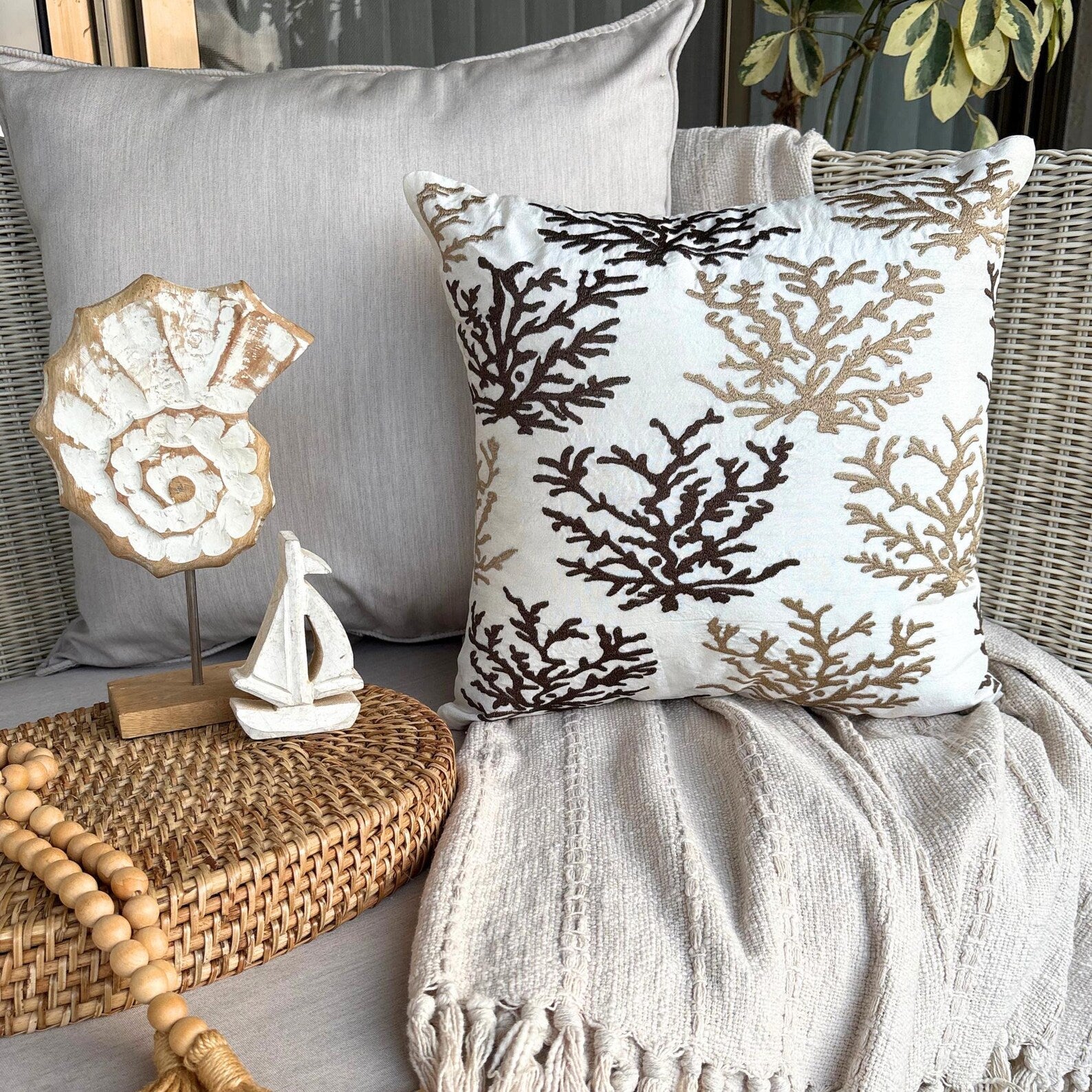 Branching Coral throw pillow cover, product view 5