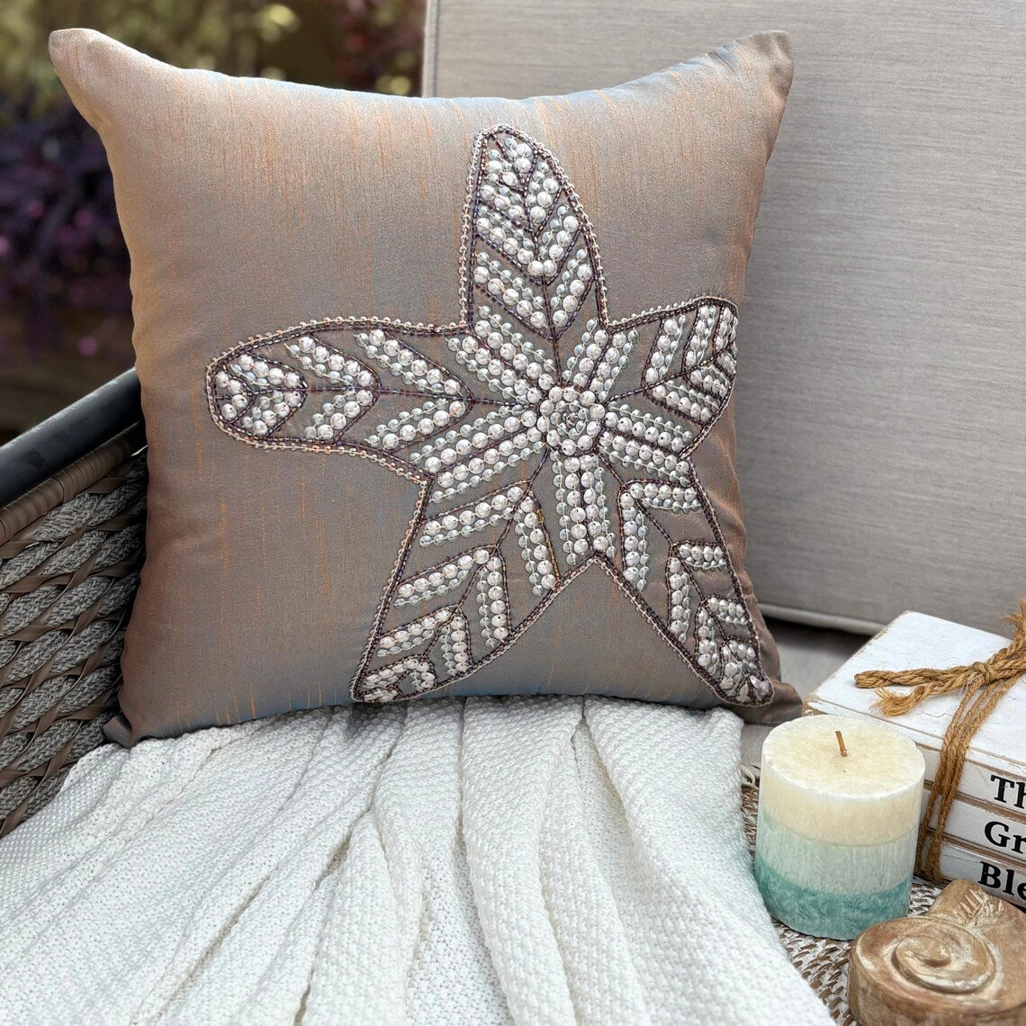 Starfish Detail throw pillow cover, product view 3
