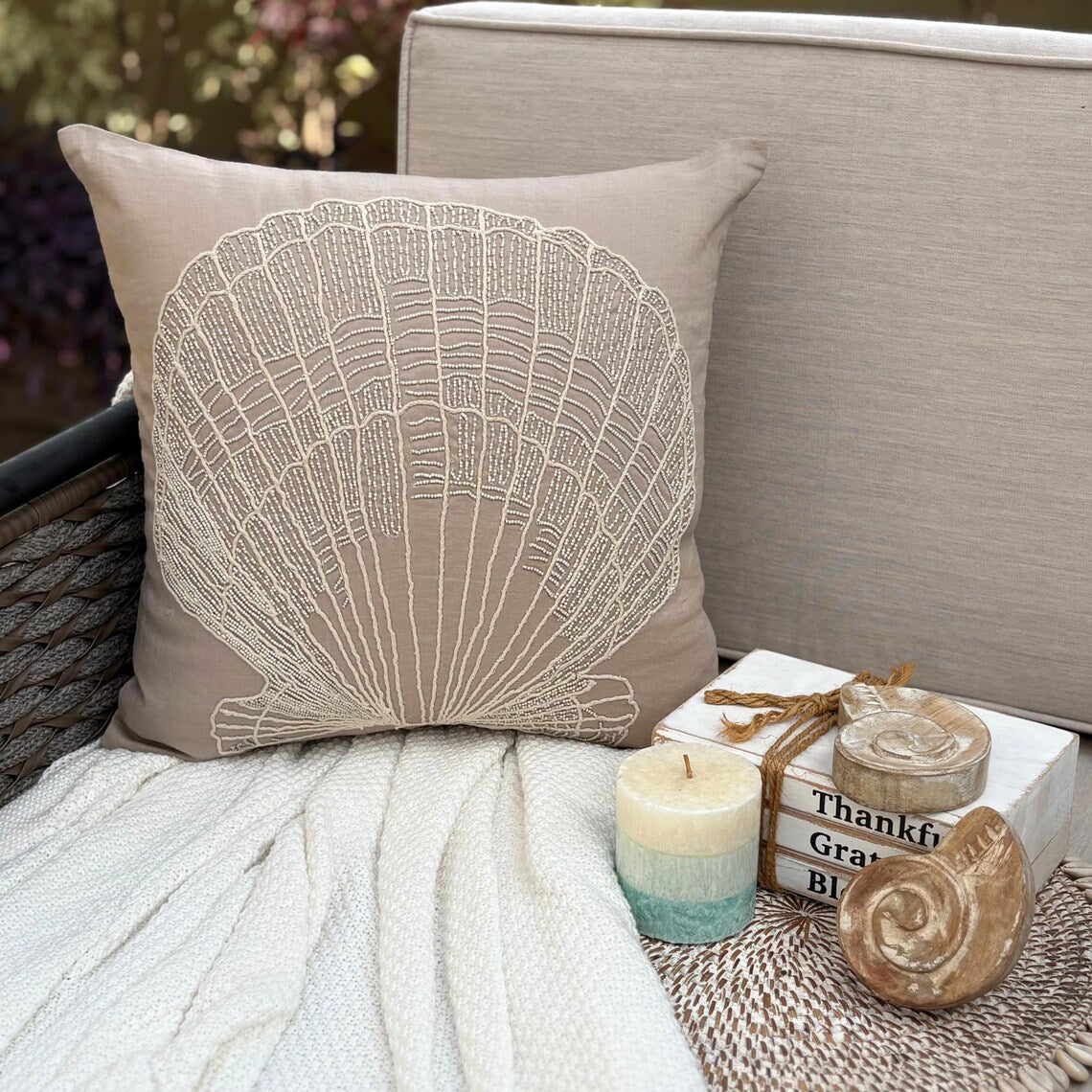 Scallop Shell throw pillow cover, product view 3