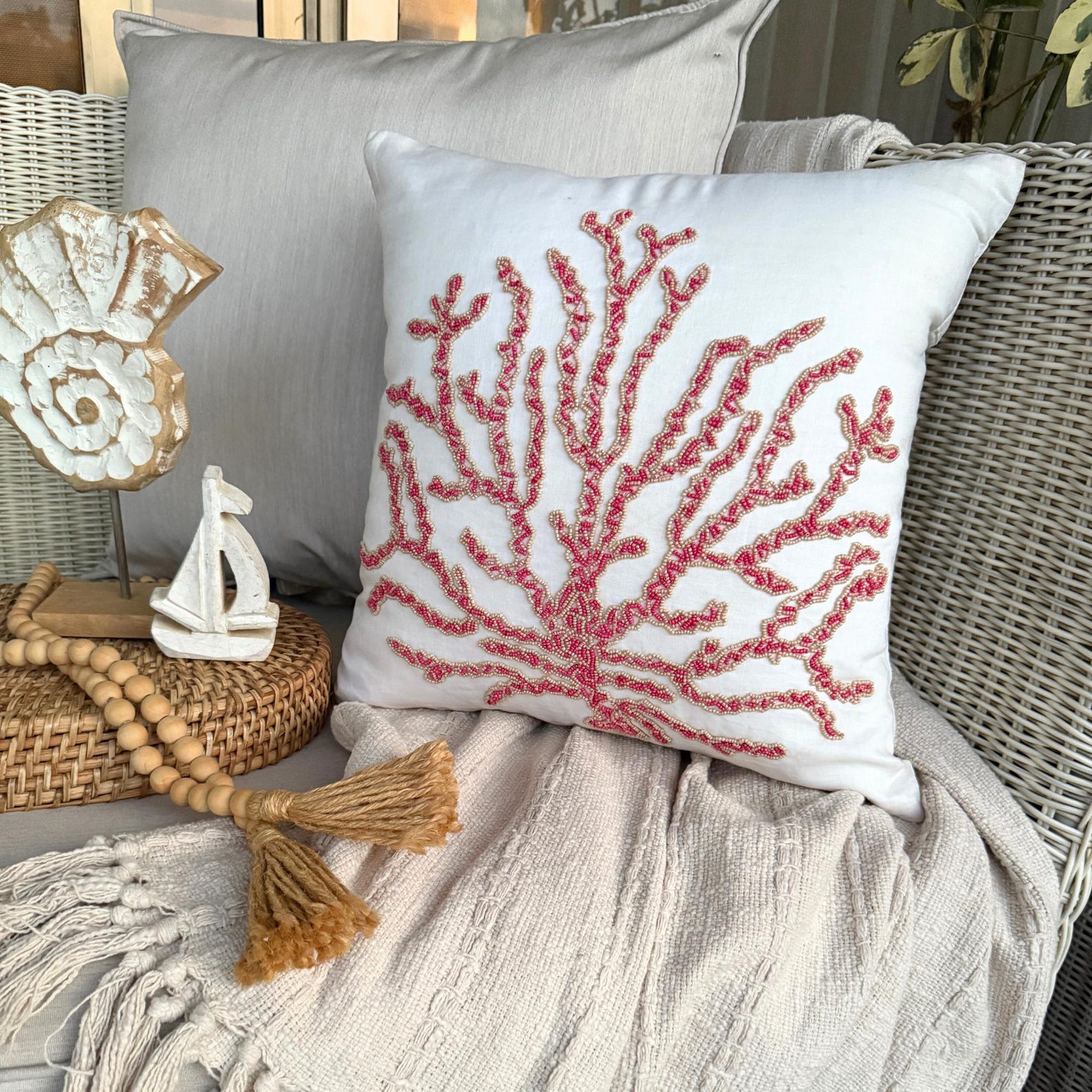 Layered Coral throw pillow cover, product view 3