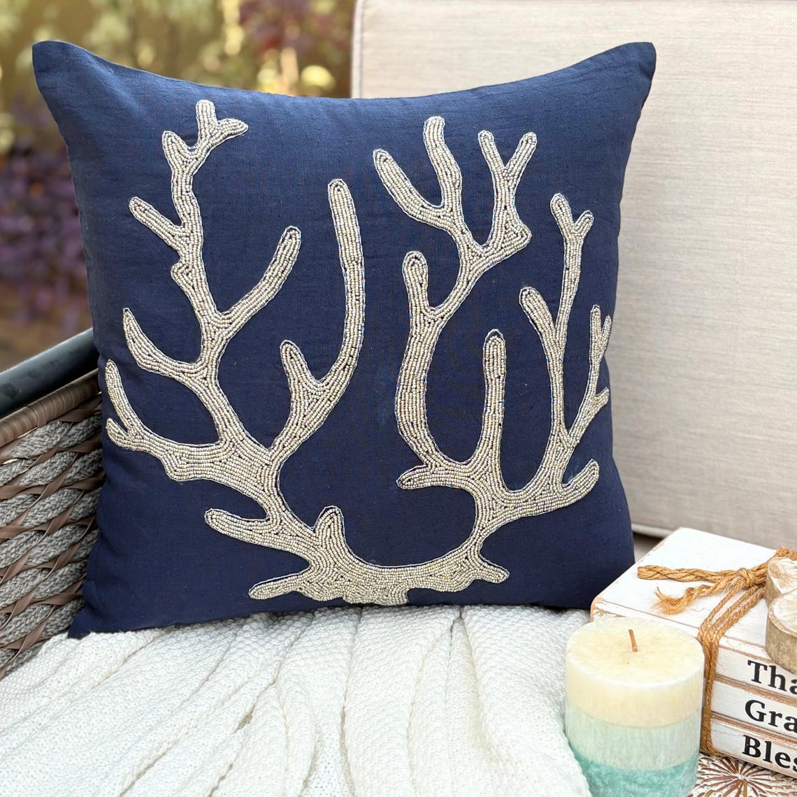 Seaweed Shore throw pillow cover, product view 1