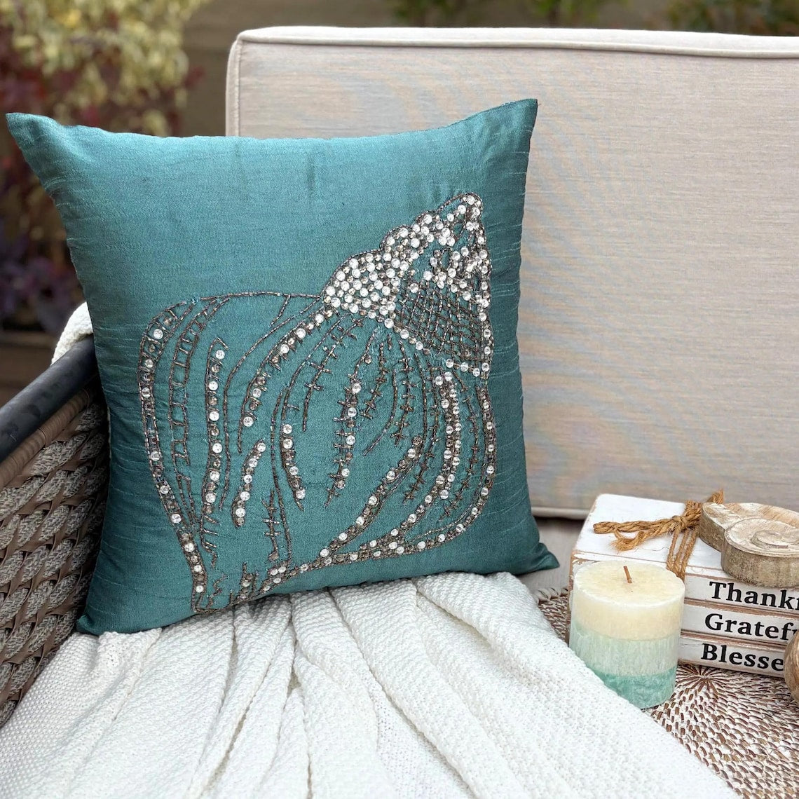 Seashell Motif throw pillow cover, product view 4