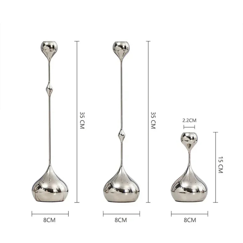 Modern Art Metallic Stem Taper Candle Holder product detail view 6