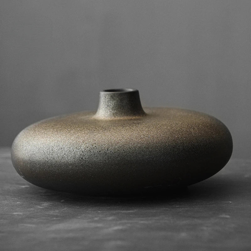 Zen Ceramic Vase Flat Mouth Pot Vase product detail view 5