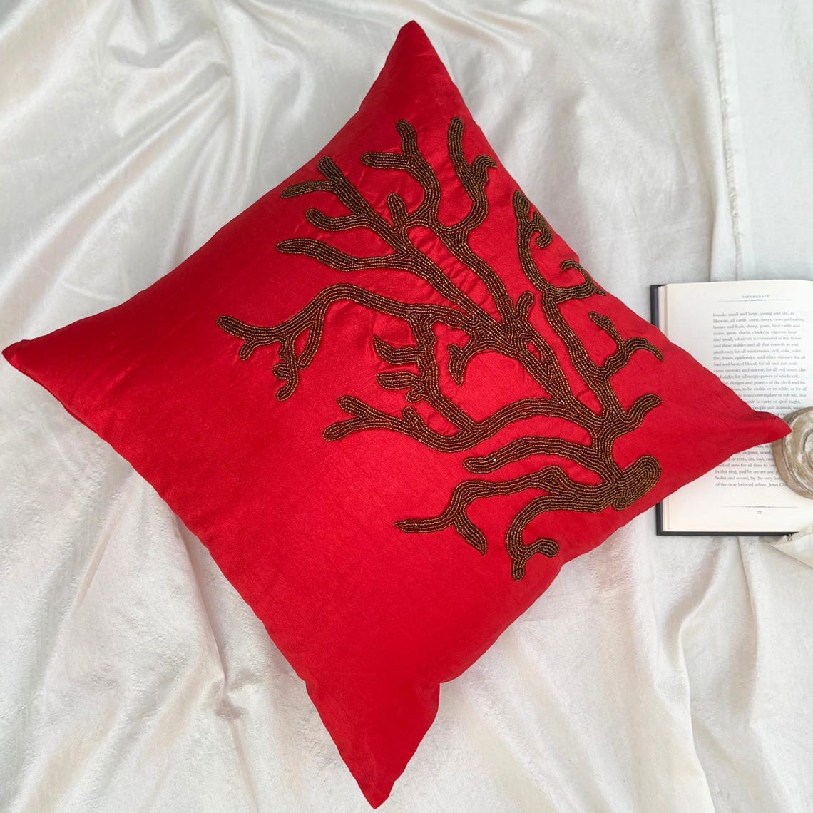 Coral Arrangement throw pillow cover, product view 3