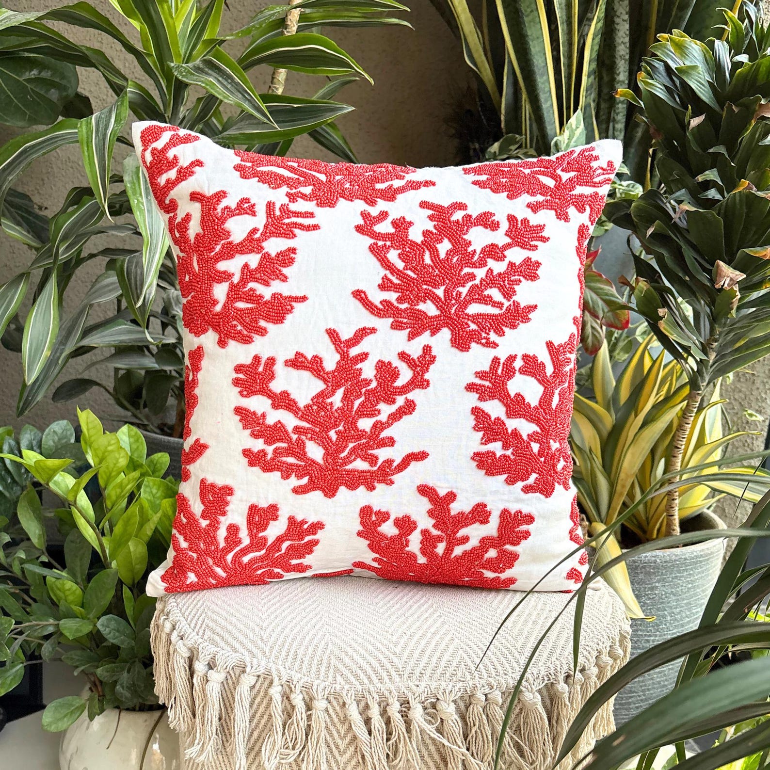 Coral Motif throw pillow cover, product view 2