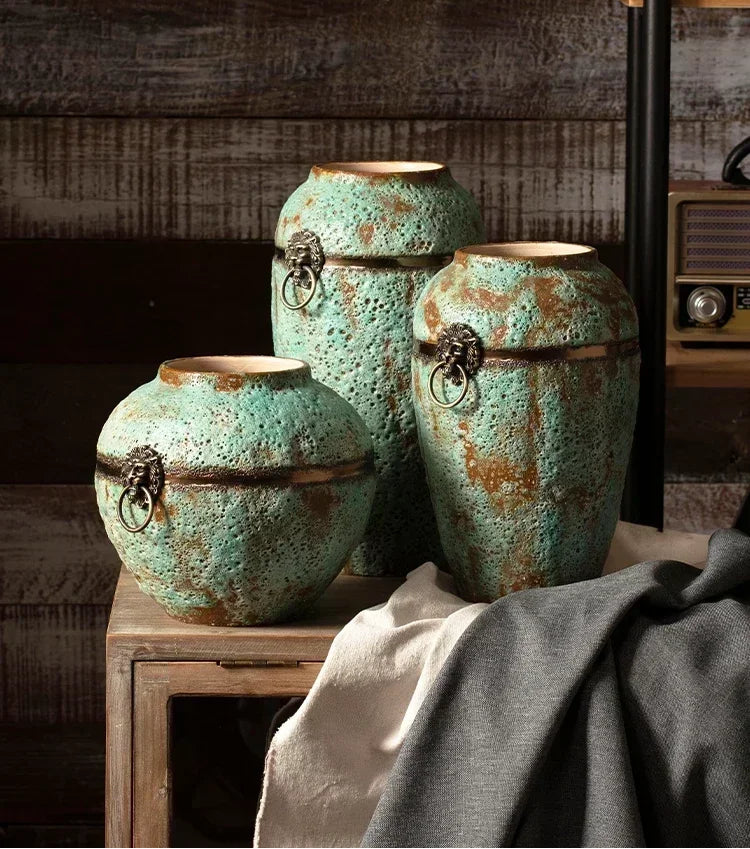 Aged Coarse Oxidized Ceramic Vase product view