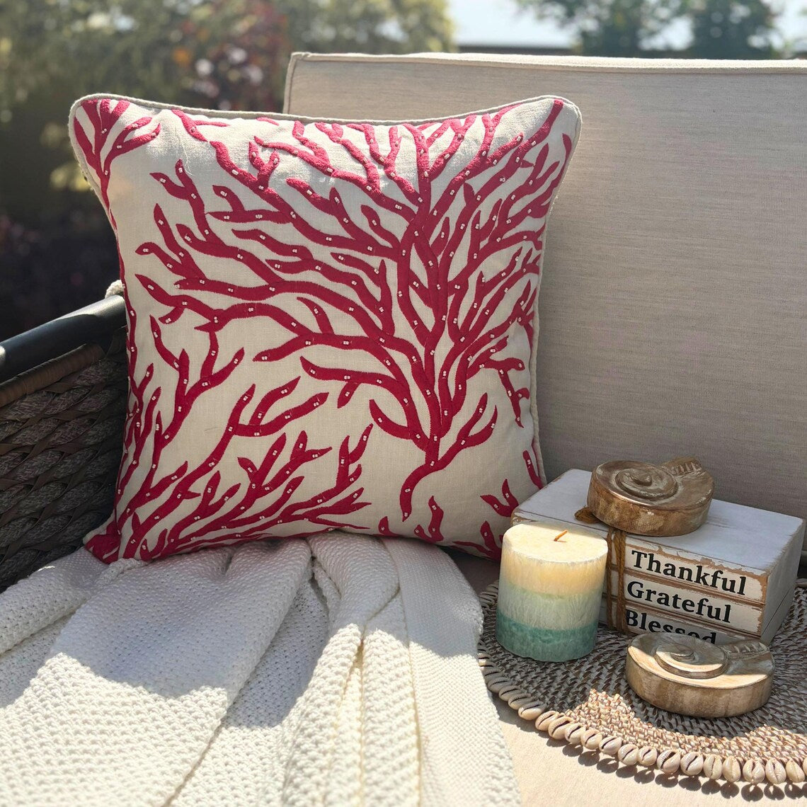 Coral and Starfish throw pillow cover, product view 23