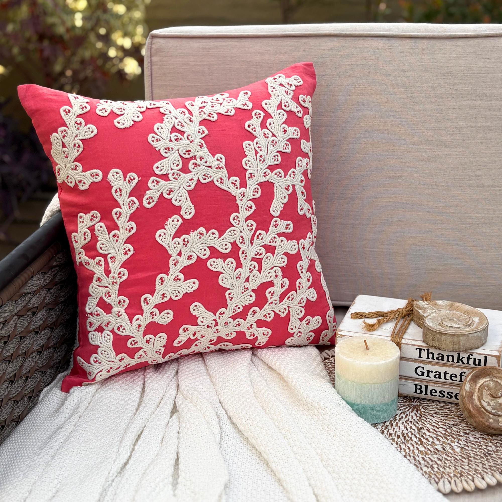Coral Branch throw pillow cover, product view 5