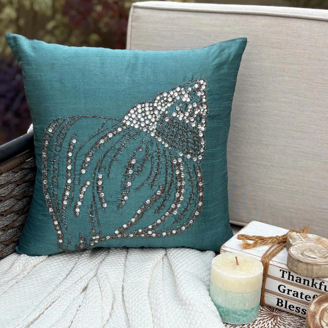 Seashell Motif throw pillow cover, product view 1