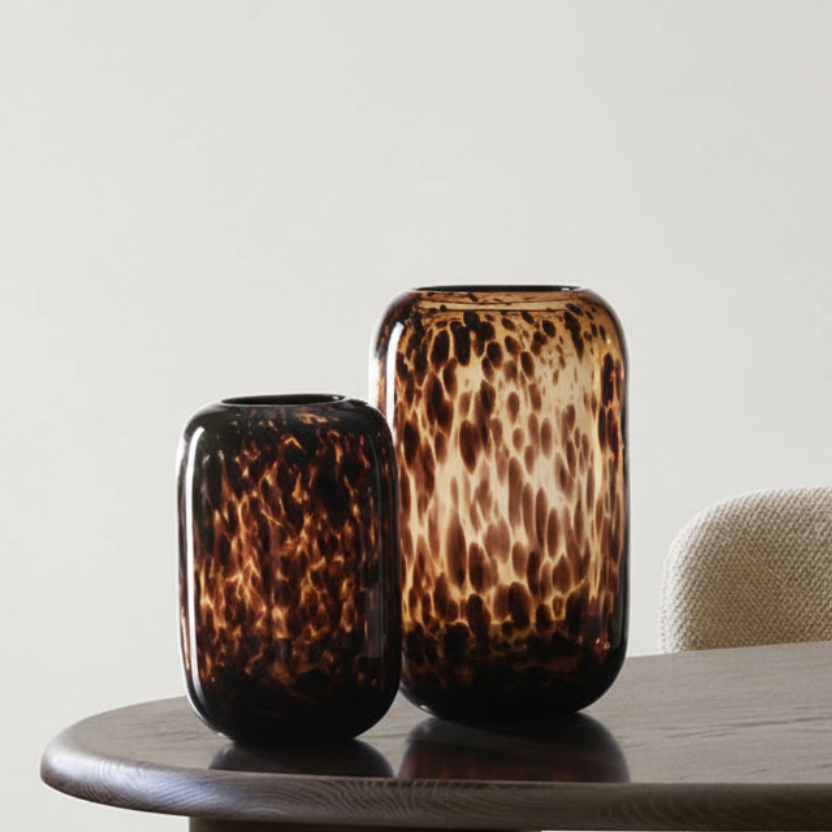 Tortoise Shell Print Glass Vase product detail view 2