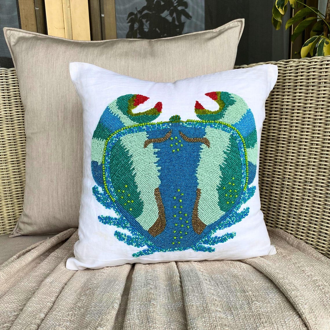 Coastal Crab throw pillow cover, product view 4