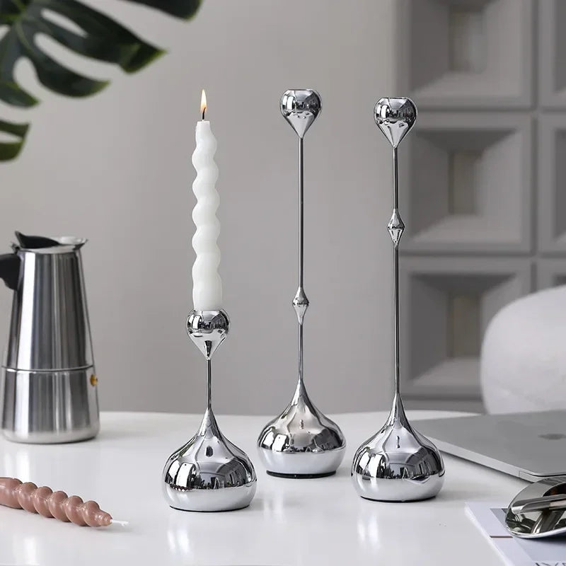 Modern Art Metallic Stem Taper Candle Holder product detail view 2