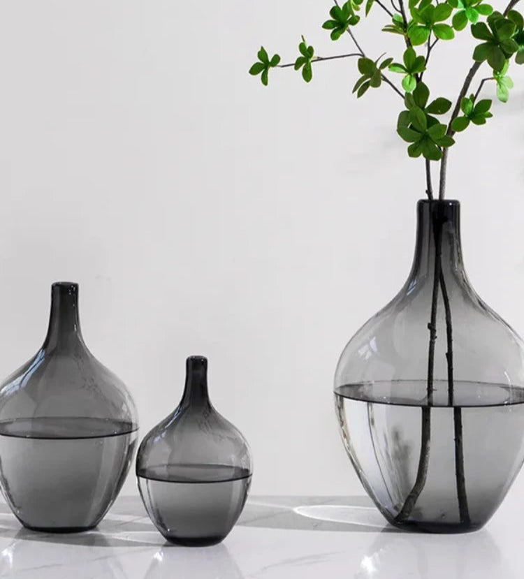 Smoke Glass Big Belly Vase product detail view 3