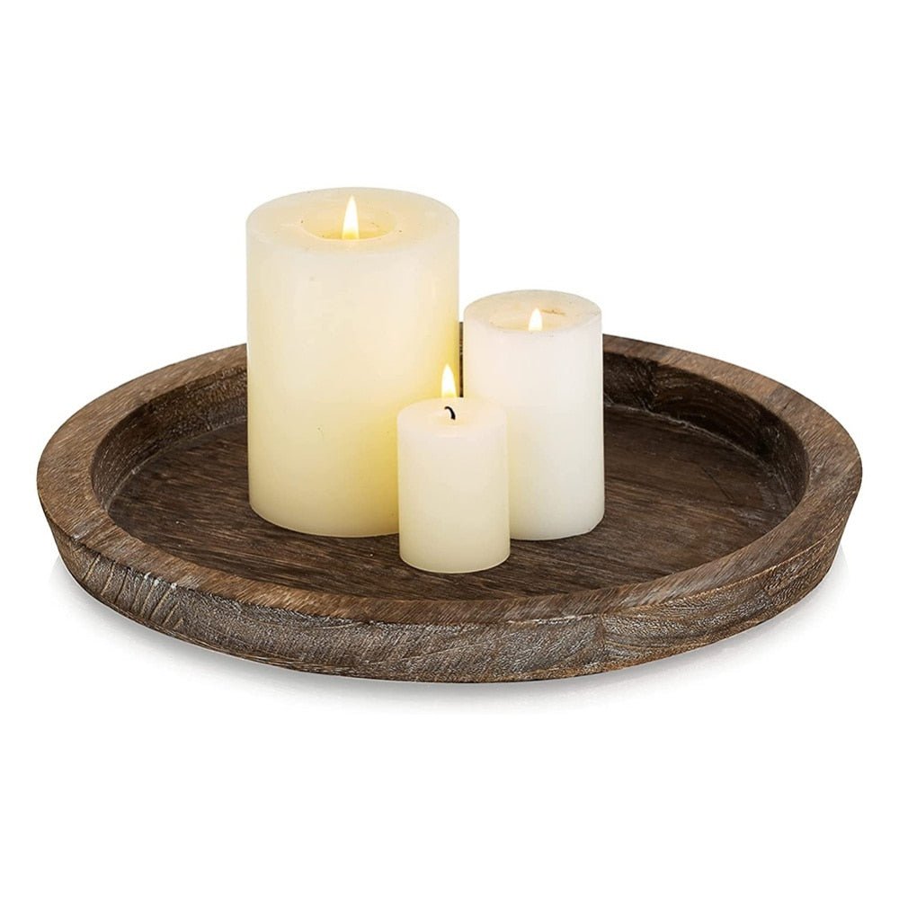 Wood Farmhouse Candle Holder Plate product detail view 2