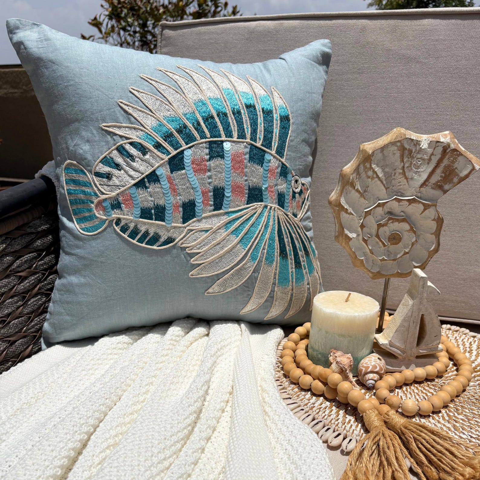 Fish Illustration throw pillow cover, product view 4
