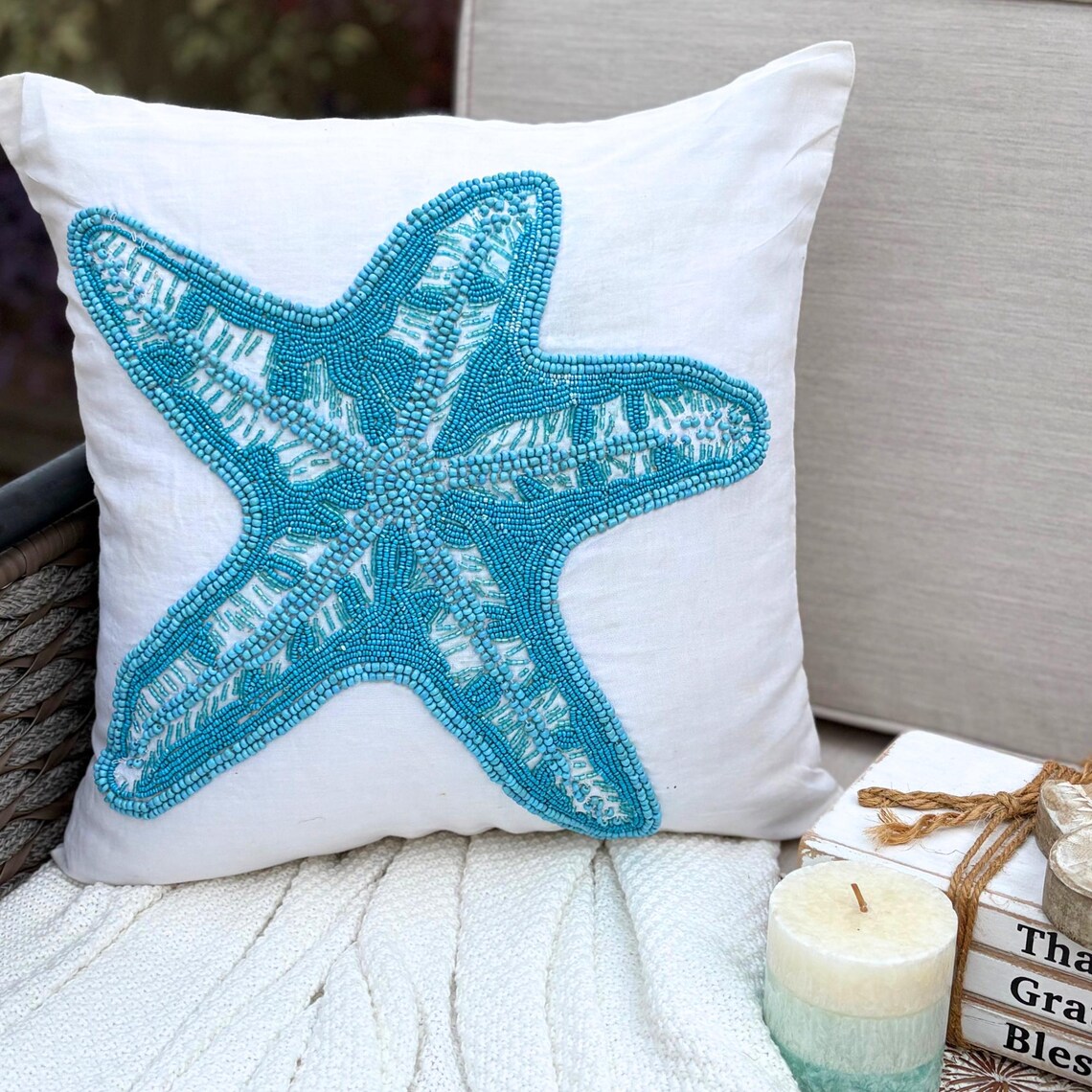 Starfish Motif throw pillow cover, product view 1