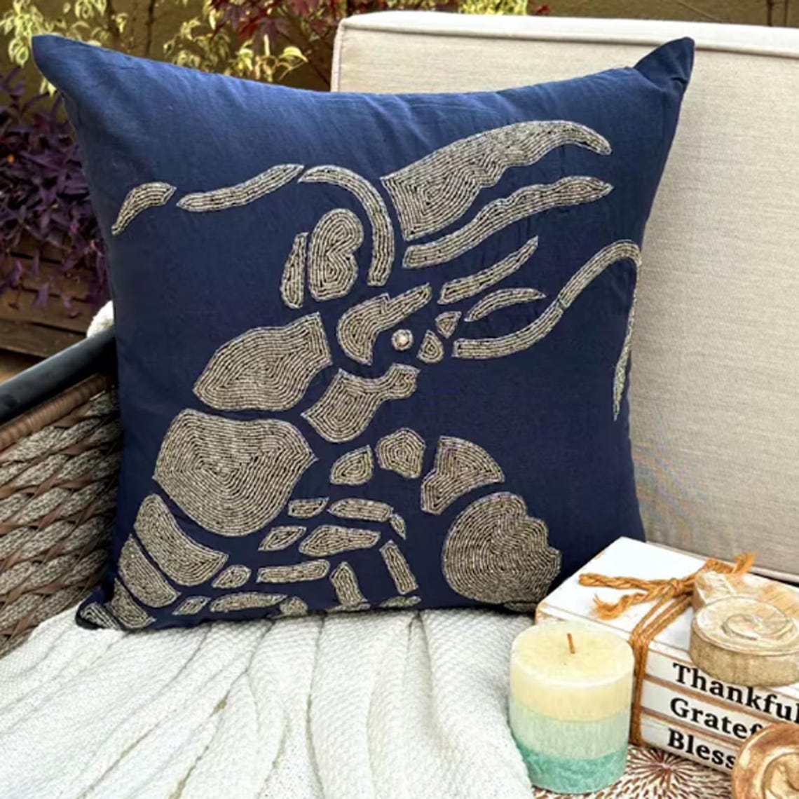Lobster Motif throw pillow cover, product view 1