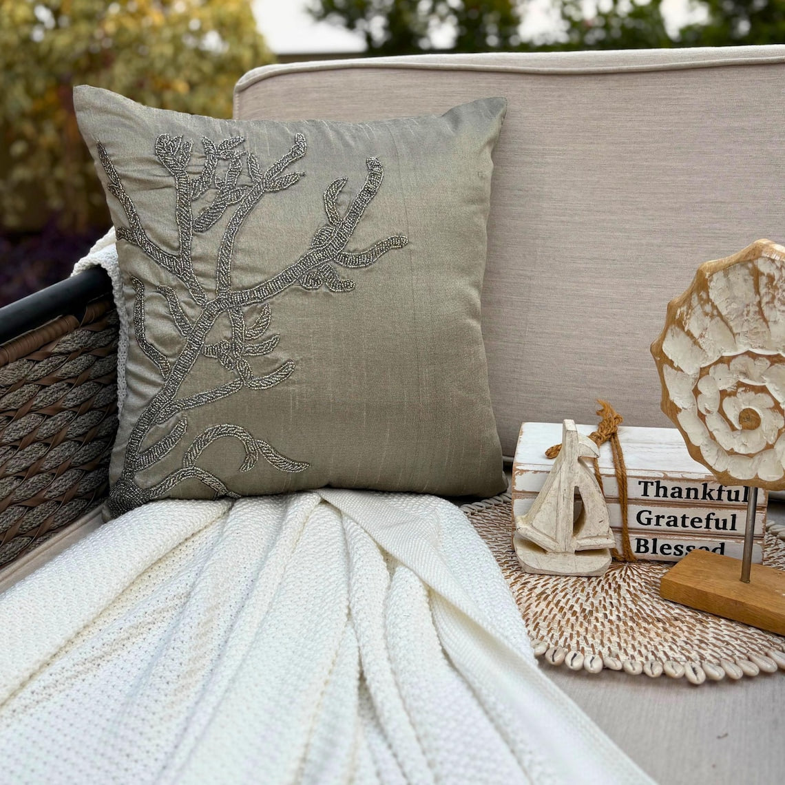 Coral Arrangement throw pillow cover, product view 12