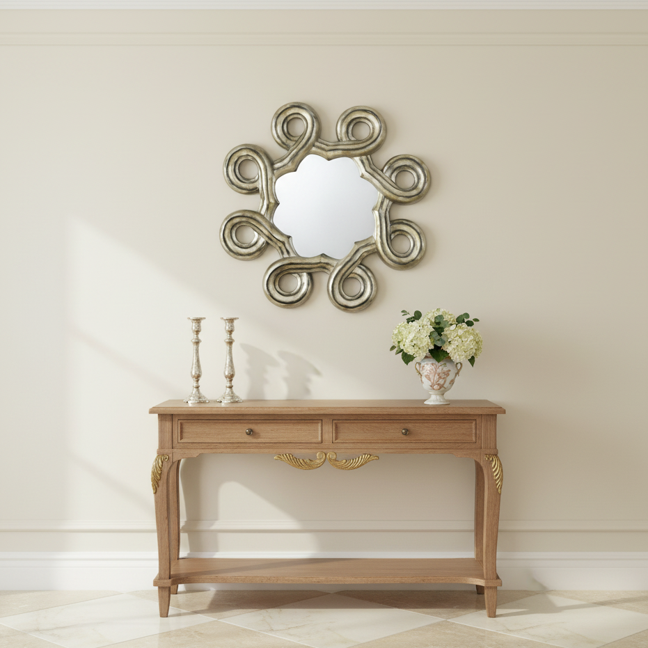 Circular Antique Finish Art Deco Wall Mirror product view