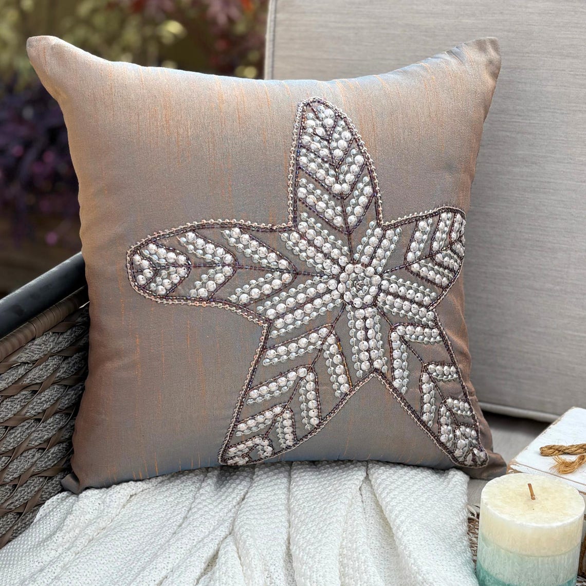 Starfish Detail throw pillow cover, product view 1