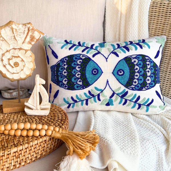 Koi Fish Motif throw pillow cover, product view 45