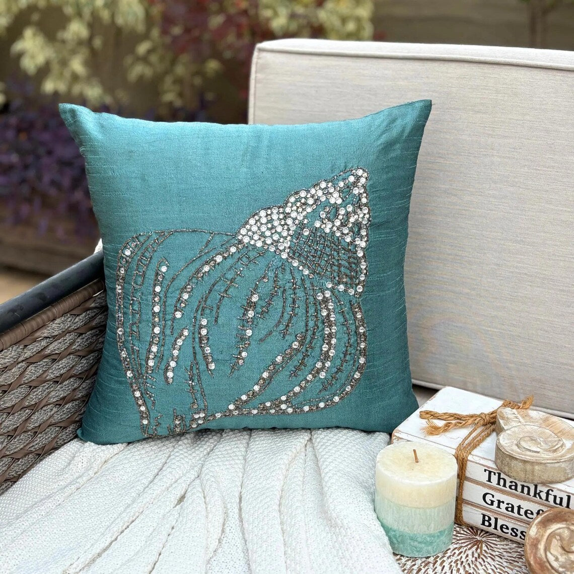 Seashell Motif throw pillow cover, product view 2