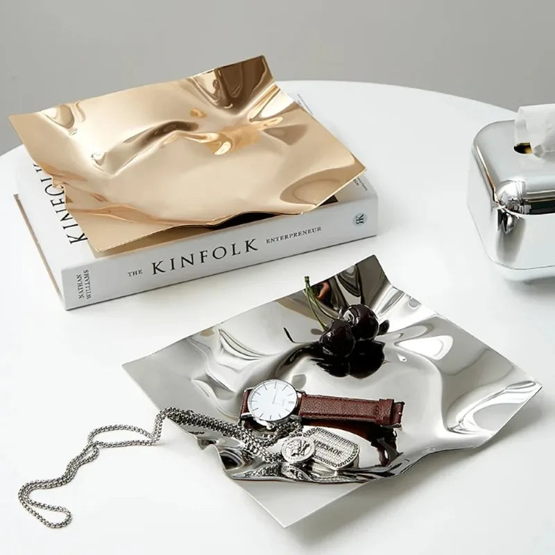 Irregular Steel Jewelry Tray Decorative Dish product view