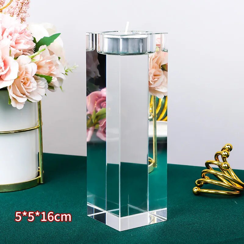 Crystal Solid Glass Cube Candle Holder Set product detail view 5