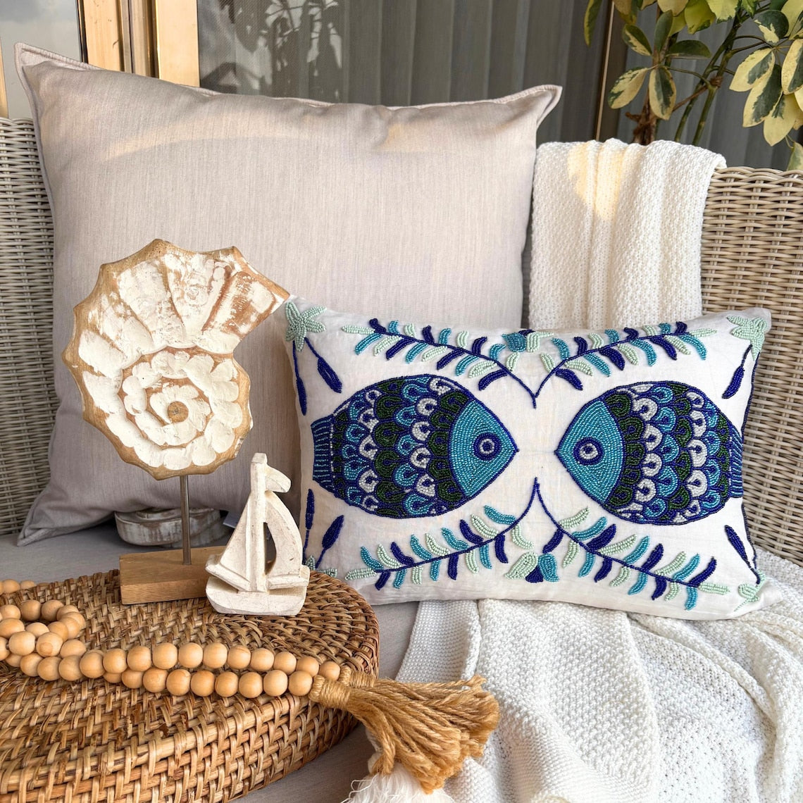 Koi Fish Motif throw pillow cover, product view 31
