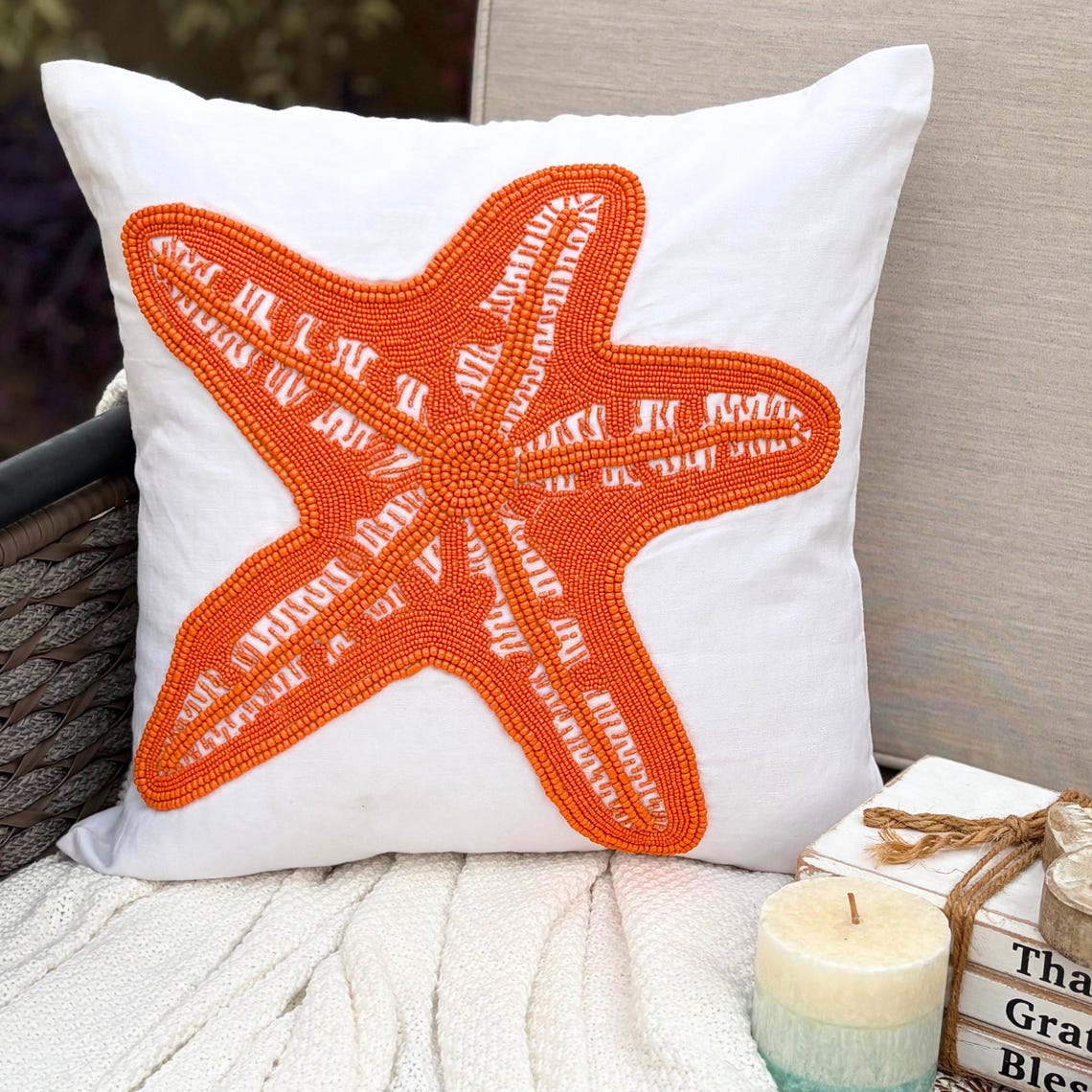 Starfish Pattern throw pillow cover, product view 1