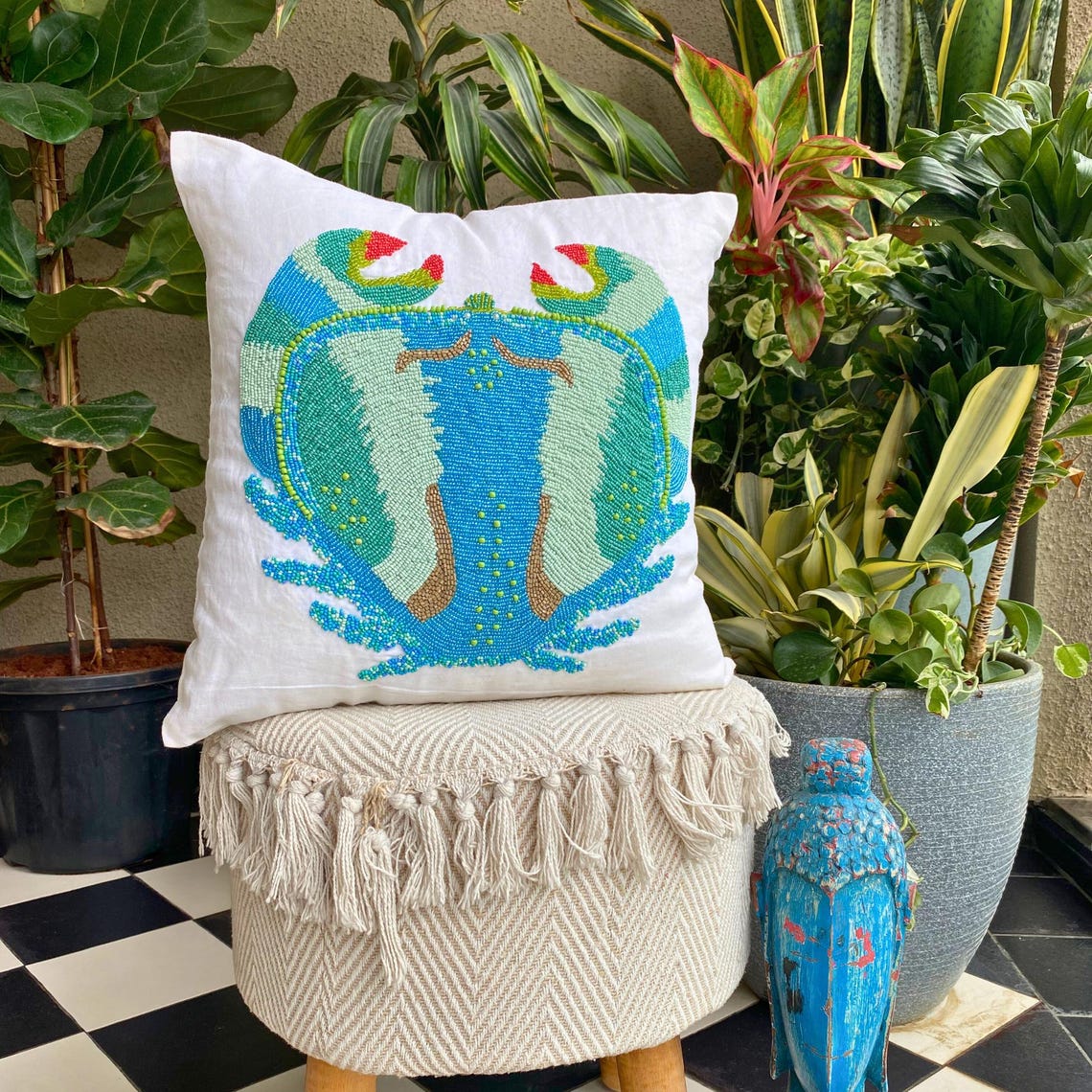 Coastal Crab throw pillow cover, product view 3