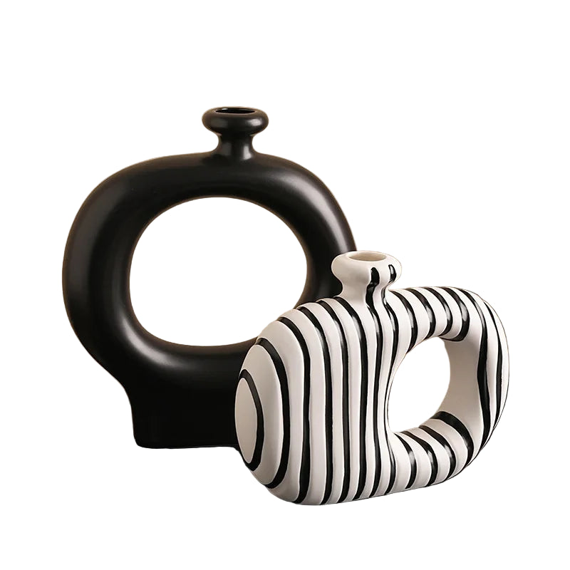 Zebra Stripes Pattern Ceramic Abstract Vase Set product view