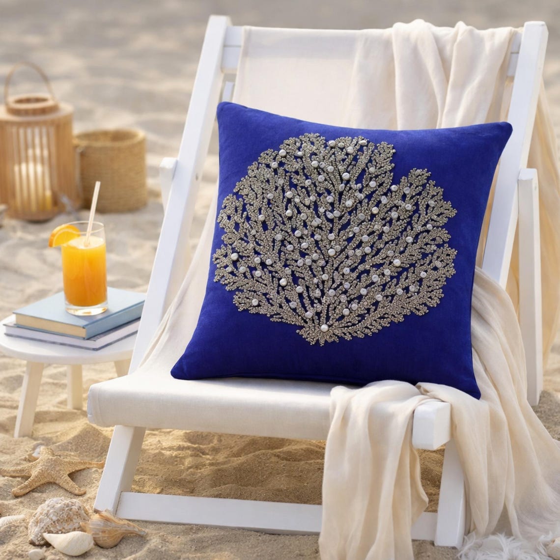 Coastal Pattern throw pillow cover, product view 4