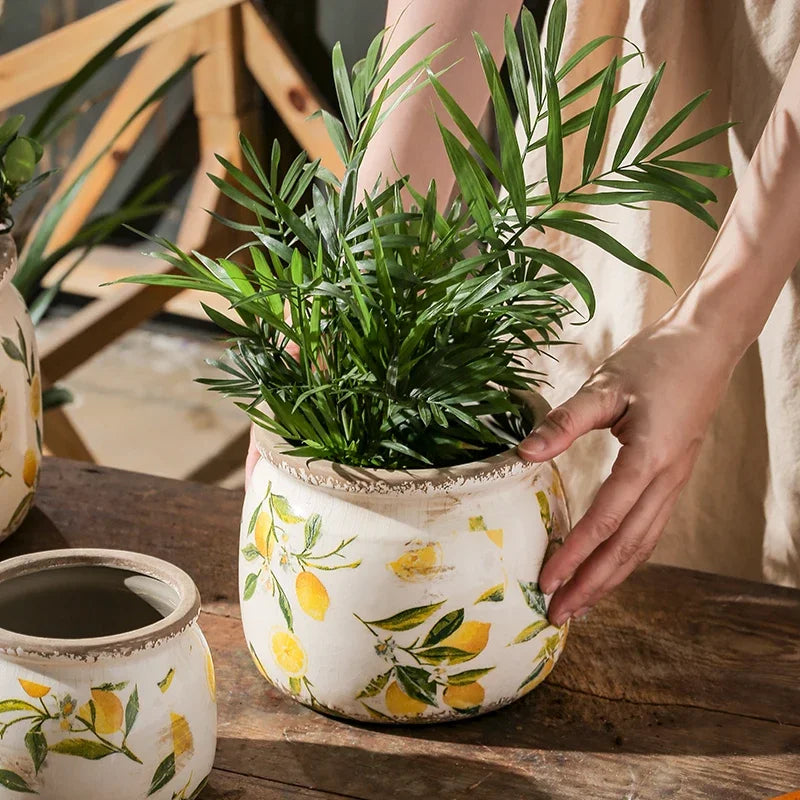 Lemon Printing Underglaze Flower Pot product detail view 3