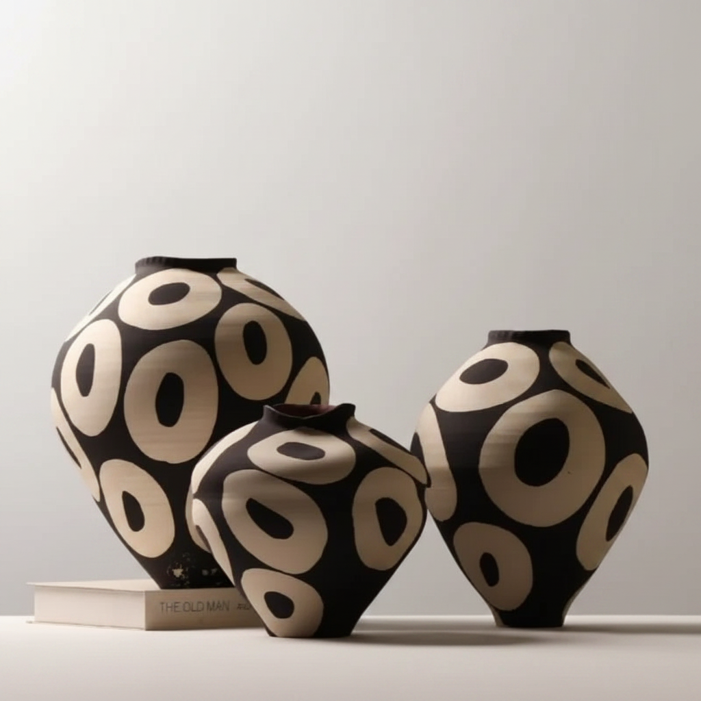 Hand-drawn Geometric Circles Ceramic Vase product detail view 3