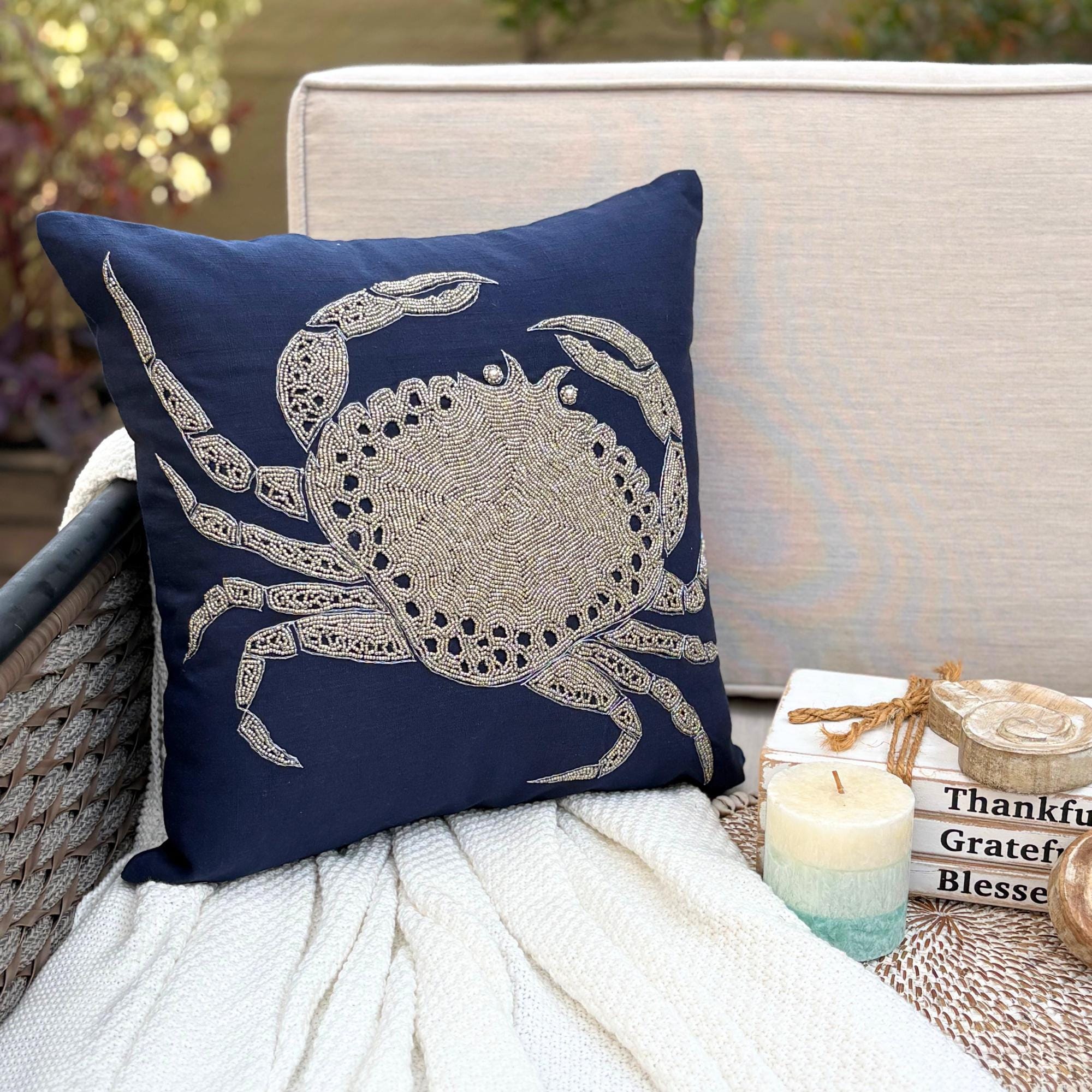 Shoreline Crab throw pillow cover, product view 3